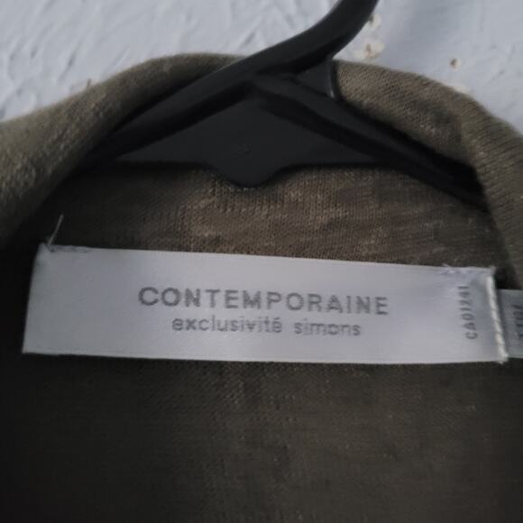 Contemporaine Exclusivite Simon Linen Lagen Looke green minimalist blazer - Picture 2 of 7